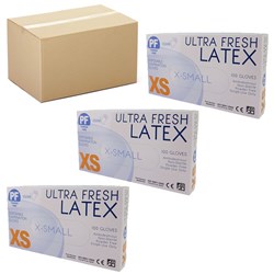 ULTRA FRESH Latex gloves - extra small - powder free x10 bulk buy deal